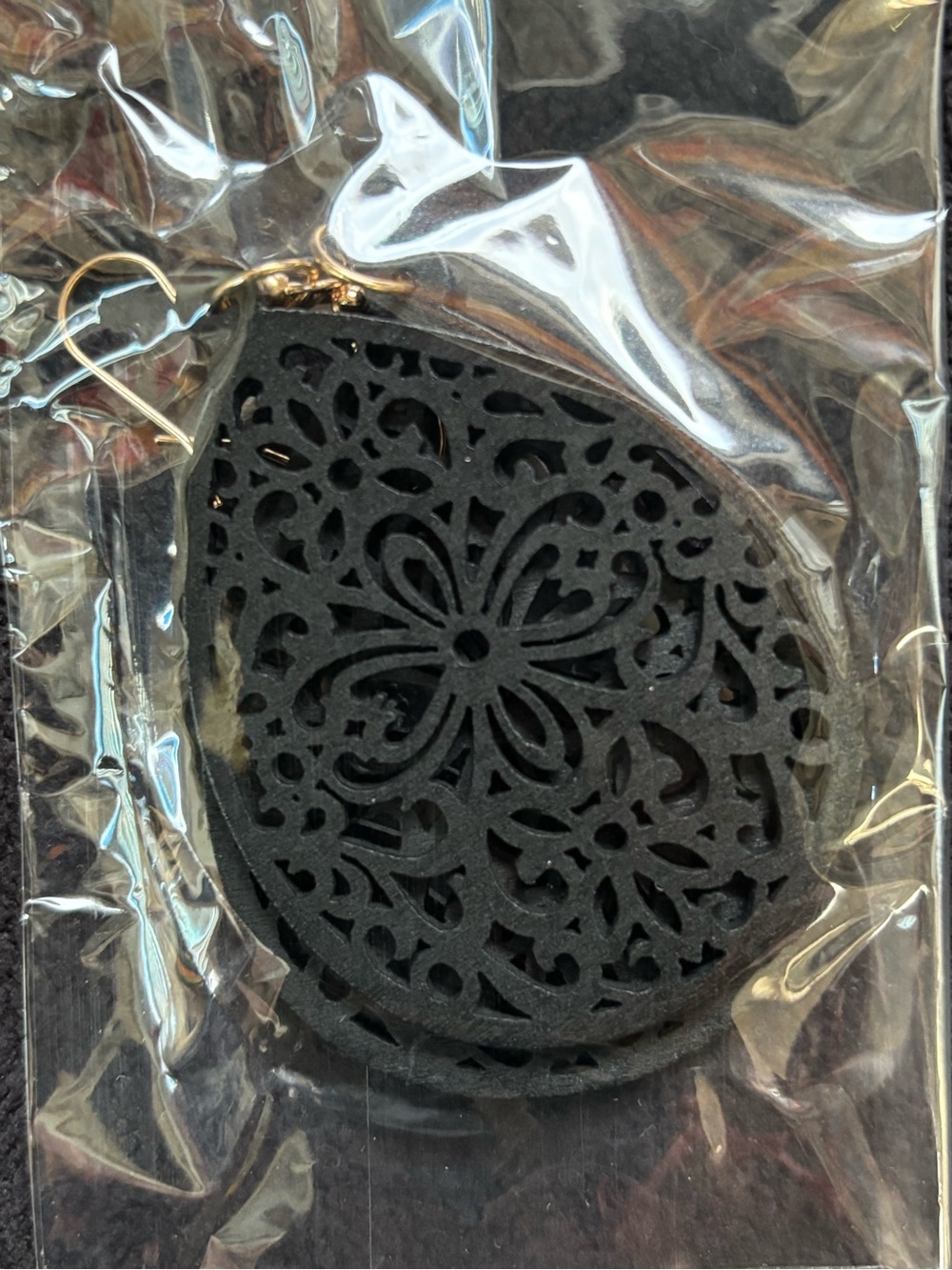 Black Filigree Teardrop Earrings
